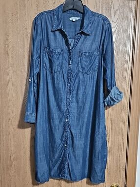 Chico's Chambray Button-Down Dress With Pockets
